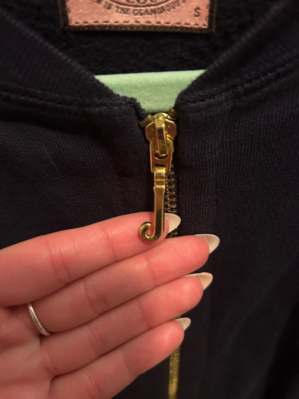 Vintage Juicy Couture Navy Zip-Front Hooded Short-Sleeve Dress - Picture 3 of 7